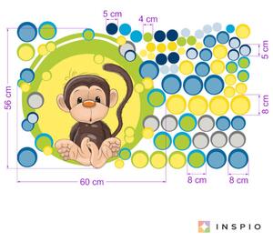 INSPIO-textilná prelepiteľná nálepka - Nálepky na stenu- Bodkovaná opička s menom