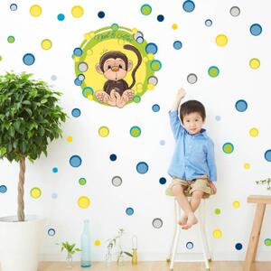 INSPIO-textilná prelepiteľná nálepka - Nálepky na stenu- Bodkovaná opička s menom