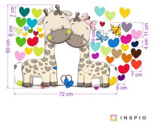 INSPIO-textilná prelepiteľná nálepka - Nálepky na stenu- Dúhové žirafky III