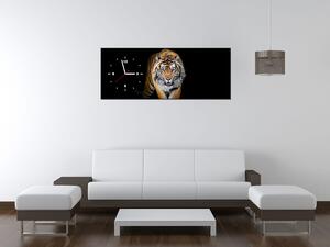 Obraz s hodinami Silný tiger Rozmery: 30 x 30 cm