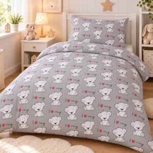 Obliečky bavlnené detské Medvedíky biele TiaHome - Detský set 130x90cm + 65x45cm