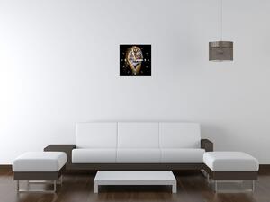 Obraz s hodinami Silný tiger Rozmery: 100 x 40 cm