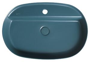 Isvea, INFINITY OVAL keramické umývadlo na dosku, 60x40 cm, matná zelena Petrol, 10NF65060-2P