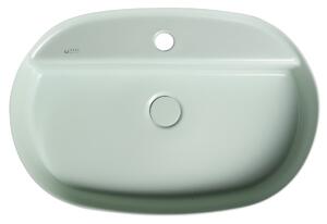 Isvea, INFINITY OVAL keramické umývadlo na dosku, 60x40 cm, matná zelena Mint, 10NF65060-2T