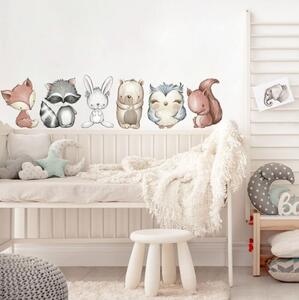 INSPIO-textilná prelepiteľná nálepka - Detské nálepky zvieratiek na stenu nad postieľkou do izby