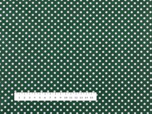 Bavlnená látka/plátno Sandra SA-337 Biele bodky na tmavo zelenom - šírka 140 cm