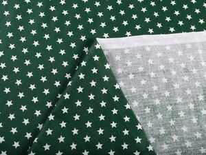 Bavlnená látka/plátno Sandra SA-350 Biele hviezdičky na tmavo zelenom - šírka 140 cm