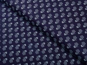 Biante Detské bavlnené posteľné obliečky do postieľky Sandra SA-354 Biele kvety na tmavo modrom Do postieľky 90x120 a 40x60 cm