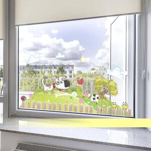 Nálepky na okná - Detská krajina so psíkom