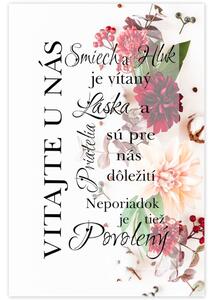 INSPIO-dibondový obraz s textom v drevenom ráme - Obraz v ráme - Vitajte, kvety