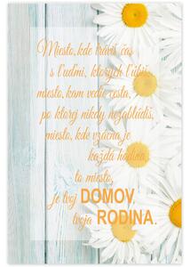 INSPIO-dibondový obraz s textom v drevenom ráme - Obraz s textom v ráme - Tvoj domov..., kvety