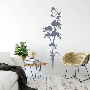 INSPIO-výroba darčekov a dekorácií - Nálepka na stenu - Motýľ na kvete