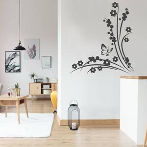 INSPIO-výroba darčekov a dekorácií - Nálepky na stenu - Kvety a motýlik