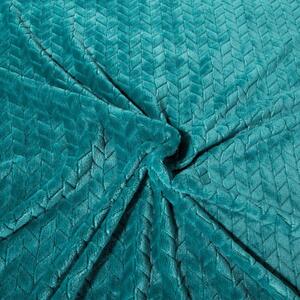 Hebká tyrkysová deka CINDY s reliéfnym vzorom 150x200 cm