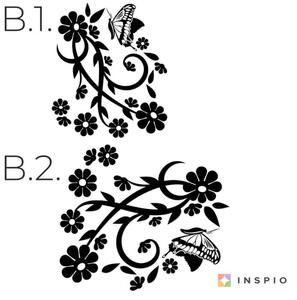 INSPIO-výroba darčekov a dekorácií - Nálepka na stenu - Motýľ s kvetmi