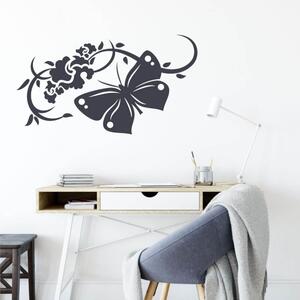 INSPIO-výroba darčekov a dekorácií - Nálepky na stenu - Ornament a motýľ