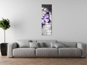 Gario Obraz s hodinami Fialový motýľ na dlaniach Veľkosť: 100 x 70 cm