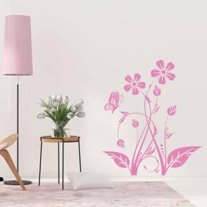 INSPIO-výroba darčekov a dekorácií - Nálepky na stenu - Kvety a motýľ