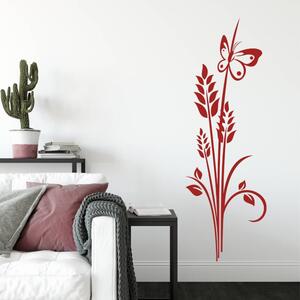 INSPIO-výroba darčekov a dekorácií - Nálepka na stenu - Kvet a motýľ