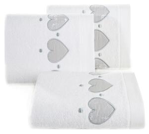 Biely uterák AGA s aplikáciou so srdiečkami a výšivkou 50x90 cm