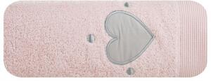 Ružový uterák AGA s aplikáciou so srdiečkami a výšivkou 50x90 cm