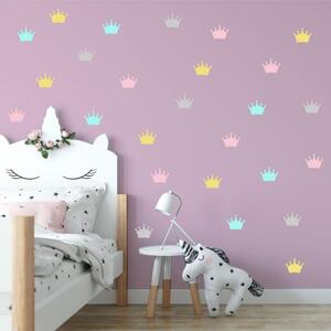 INSPIO-textilná prelepiteľná nálepka - Nálepky na stenu - Pastelové KORUNKY pre princezné