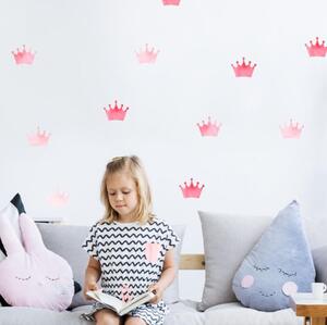 INSPIO-textilná prelepiteľná nálepka - Nálepky na stenu - Ružové KORUNKY pre princezné