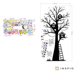INSPIO-výroba darčekov a dekorácií - Nálepky na stenu - Sovičky na strome