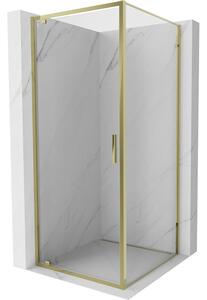 Mexen Exo, výklopný sprchový kút 75 x 75 cm, číre sklo, zlatá, 8181-075-075-50-00
