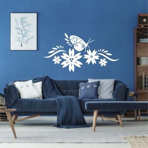INSPIO-výroba darčekov a dekorácií - Nálepka na stenu - Motýľ a kvety