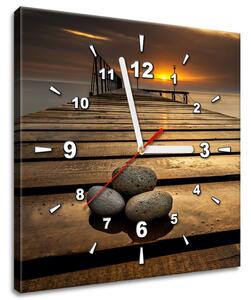 Obraz s hodinami Nádherné ráno pri móle Rozmery: 30 x 30 cm