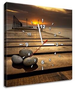 Obraz s hodinami Nádherné ráno pri móle Rozmery: 100 x 40 cm