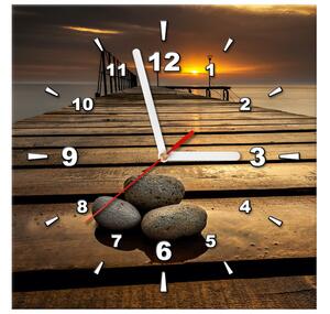 Obraz s hodinami Nádherné ráno pri móle Rozmery: 60 x 40 cm