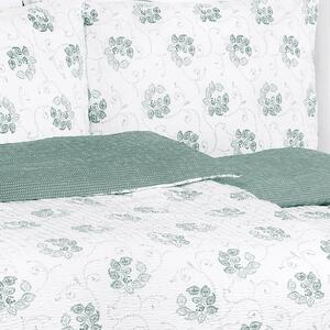 Goldea krepové posteľné obliečky - vzor 952 tmavo zelené kvetované ornamenty s geometrickými tvarmi 140 x 200 a 70 x 90 cm