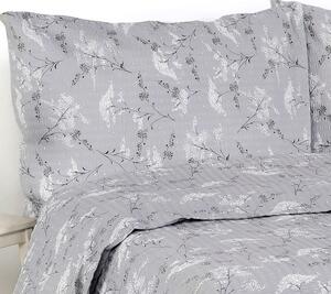 Goldea krepové posteľné obliečky - vzor 933 japonské kvety na sivom 140 x 200 a 70 x 90 cm