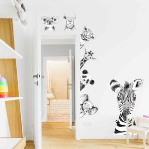 INSPIO-textilná prelepiteľná nálepka - Nálepky okolo dverí a nábytku- Čiernobiele zvieratká
