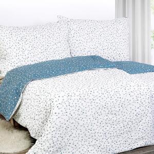 Goldea krepové posteľné obliečky - vzor 782 kvietky a motýle s modrosivou 220 x 200 a 2ks 70 x 90 cm