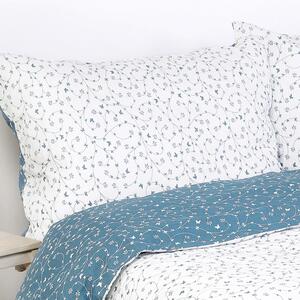 Goldea krepové posteľné obliečky - vzor 782 kvietky a motýle s modrosivou 220 x 200 a 2ks 70 x 90 cm