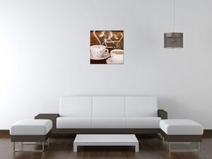 Obraz s hodinami Romantika pri káve Rozmery: 40 x 40 cm