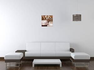 Obraz s hodinami Romantika pri káve Rozmery: 30 x 30 cm