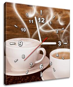 Obraz s hodinami Romantika pri káve Rozmery: 30 x 30 cm