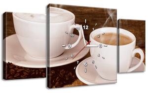 Obraz s hodinami Romantika pri káve - 3 dielny Rozmery: 90 x 70 cm