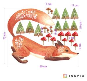 INSPIO-textilná prelepiteľná nálepka - Líška folk - nálepka na stenu