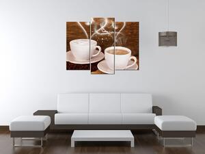 Obraz s hodinami Romantika pri káve - 3 dielny Rozmery: 90 x 70 cm