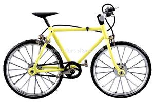 Horský bicykel kovový model žltý 22cm