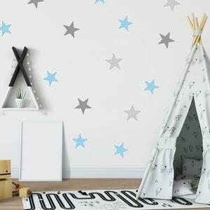 INSPIO-textilná prelepiteľná nálepka - Nálepky na stenu - Modré hviezdy