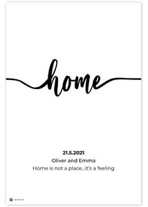 INSPIO-dibondový obraz s textom v drevenom ráme - Obraz HOME na skrášlenie vášho domova