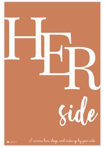INSPIO-dibondový obraz s textom v drevenom ráme - Obrazy do spálne HER & HIS side