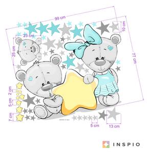 INSPIO-textilná prelepiteľná nálepka - Samolepka pre dievčatko - Macko s menom a hviezdami