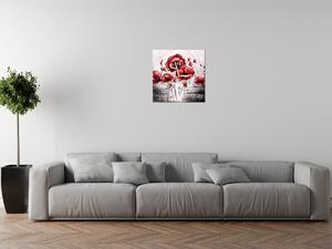 Obraz s hodinami Červené Vlčie maky Rozmery: 40 x 40 cm